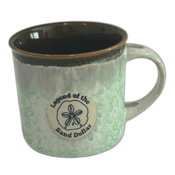 Legend of the Sand Dollar Ceramic Mug Colors Brown Green Cream Size 4” x 4” - Picture 3 of 12